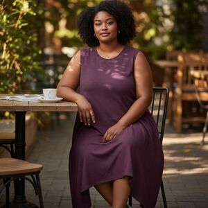 NEW Universal Standard Burgundy Ribbed Sleeveless Midi Dress 4XL (40)‎